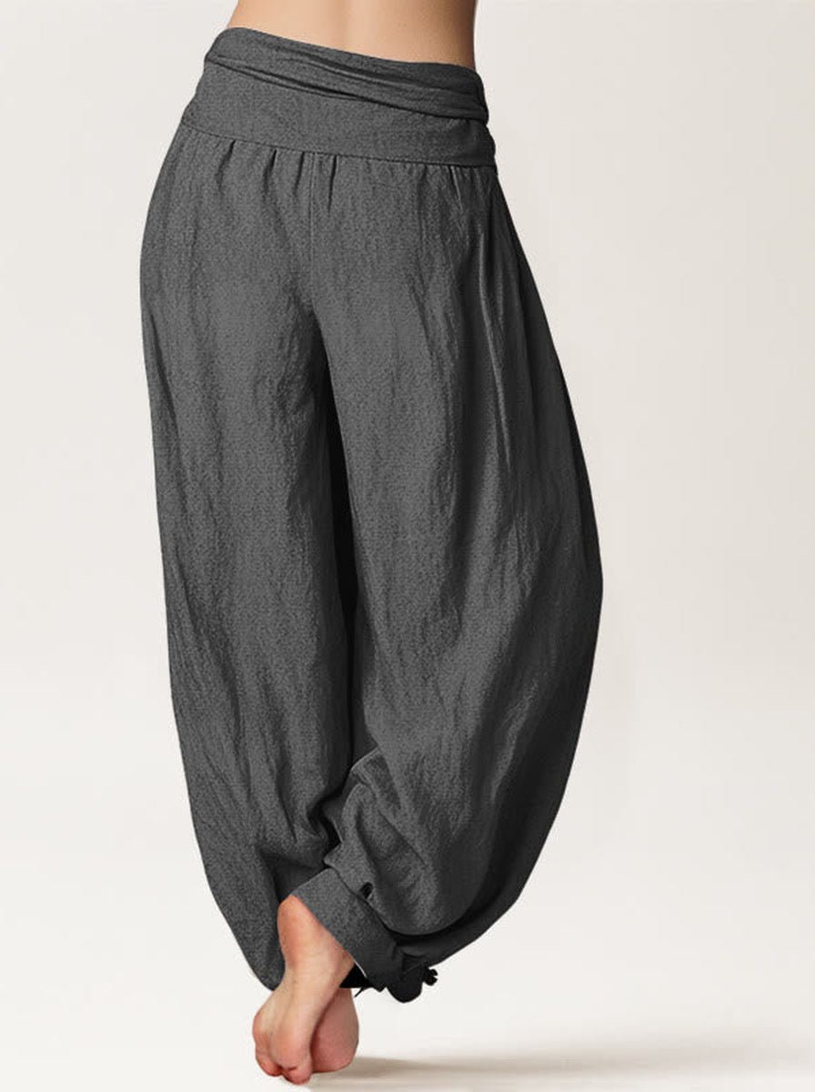 Lotus & Om Cotton Harem Pants — back model view