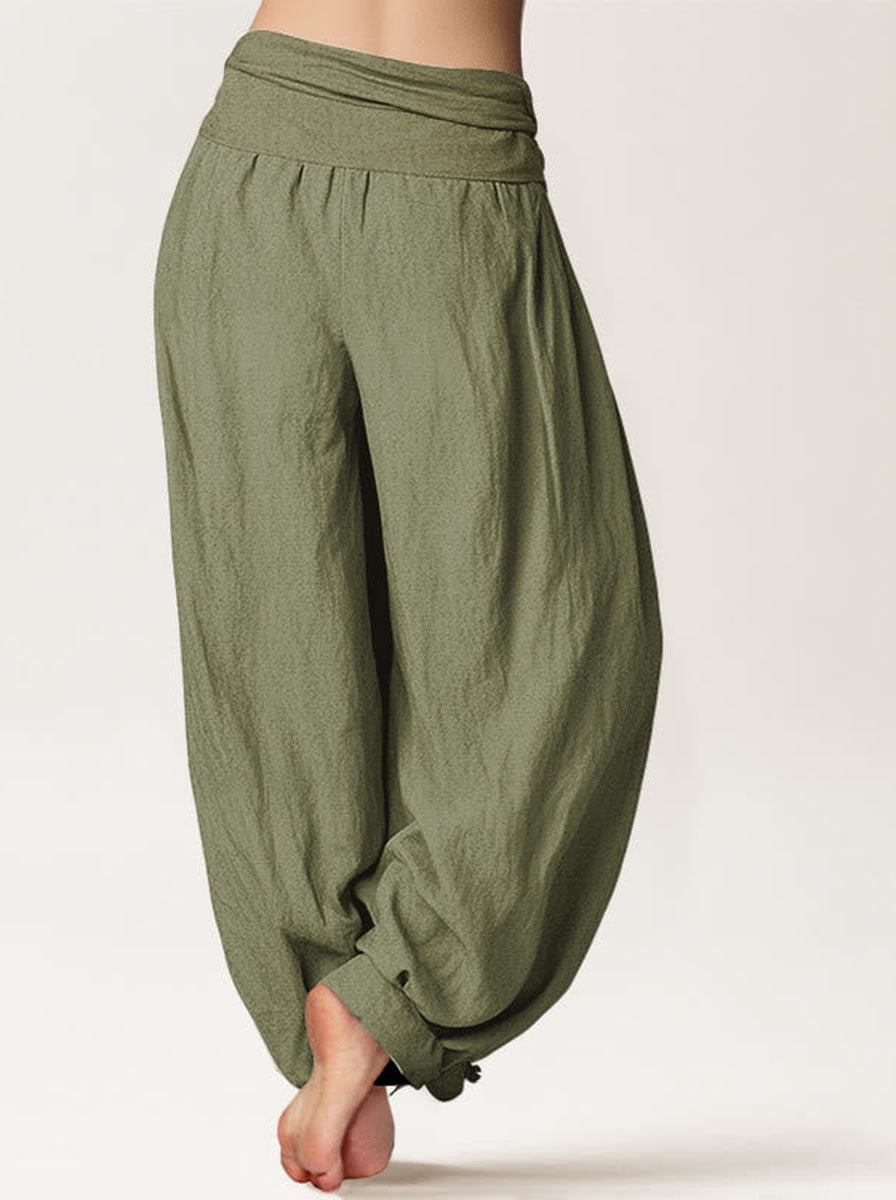 Lotus & Om Cotton Harem Pants — back model view