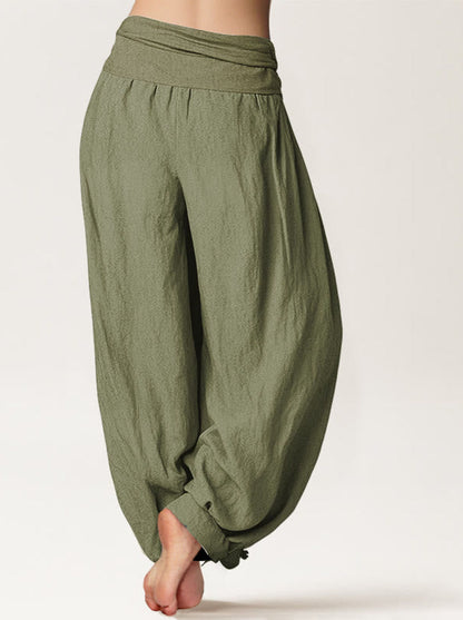 Lotus & Om Cotton Harem Pants — back model view