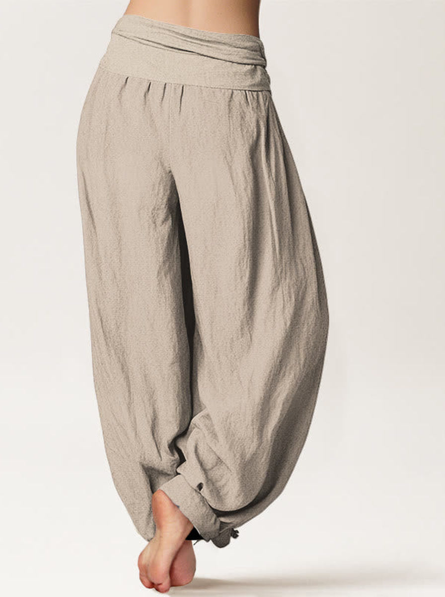 Lotus & Om Cotton Harem Pants — back model view
