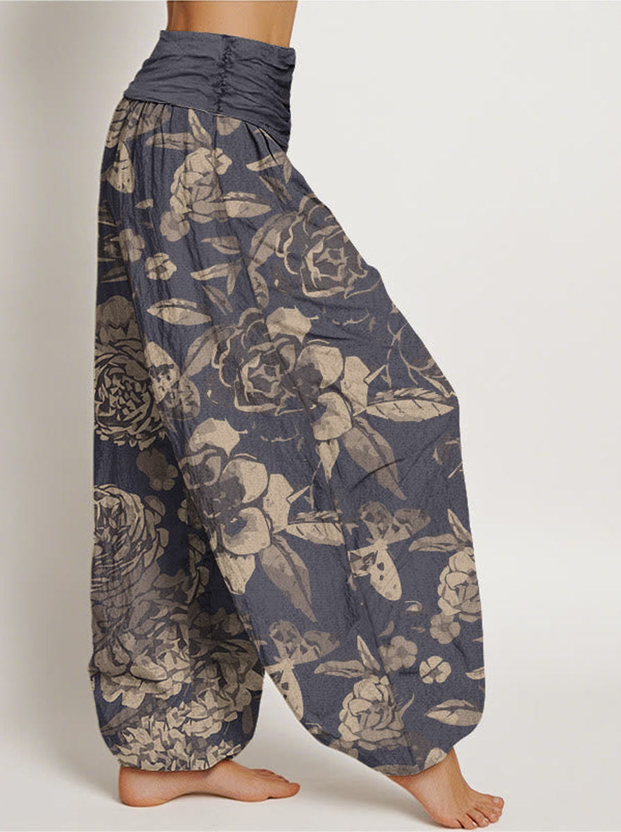 Peony Cotton Harem Pants — back model view