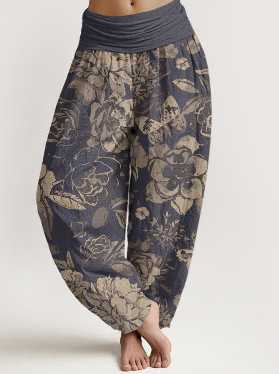 Peony Cotton Harem Pants — front model view