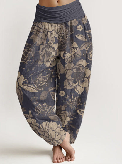 Peony Cotton Harem Pants — front model view