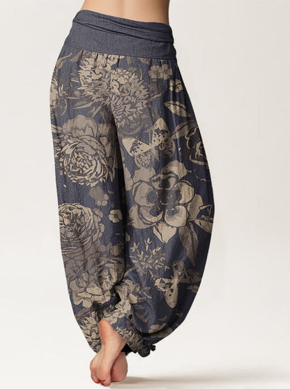 Peony Cotton Harem Pants — side model view