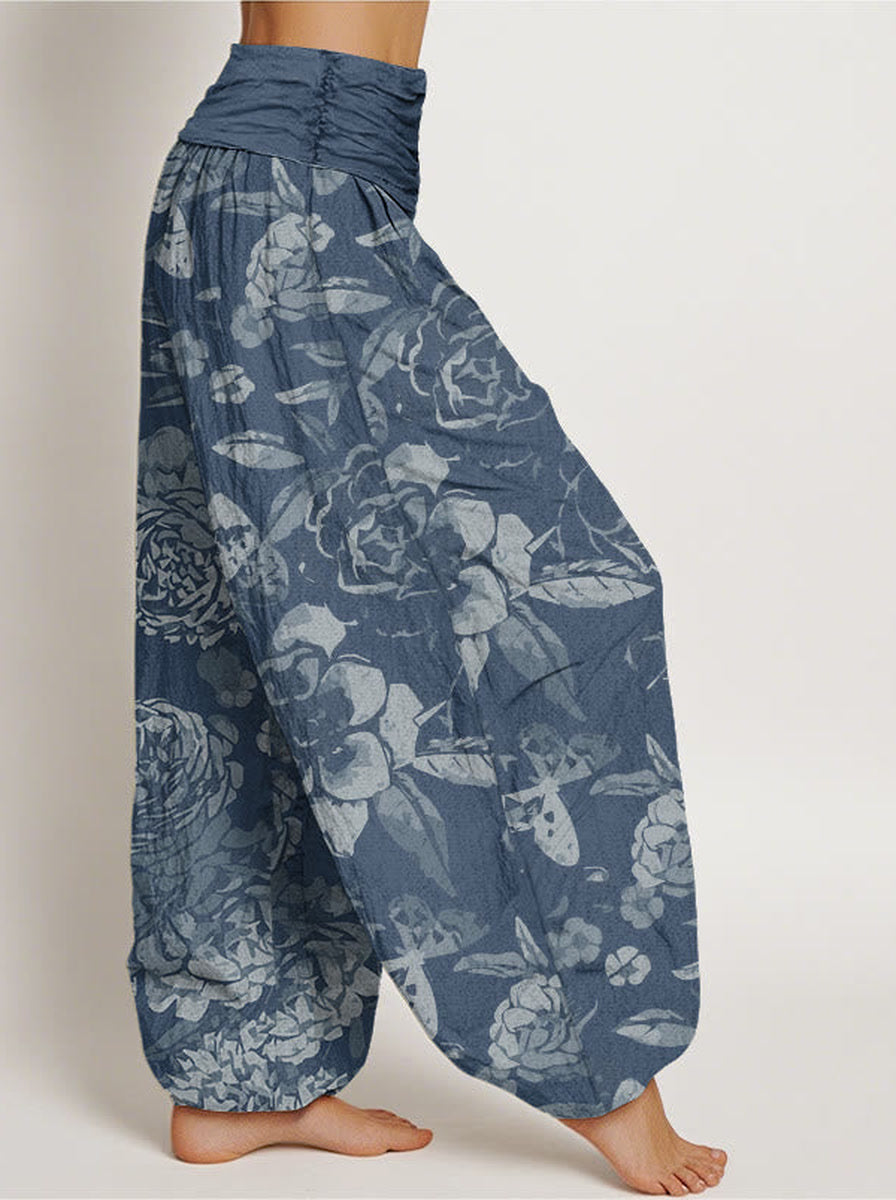 Peony Cotton Harem Pants — back model view