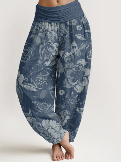 Peony Cotton Harem Pants — front model view