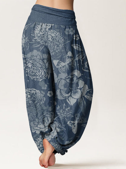 Peony Cotton Harem Pants — side model view