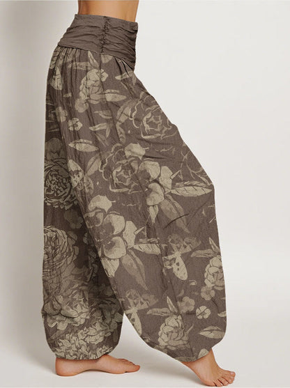 Peony Cotton Harem Pants — back model view