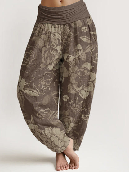 Peony Cotton Harem Pants — front model view