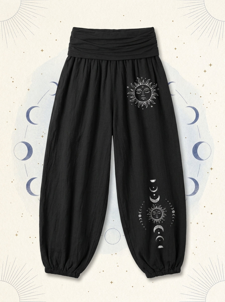 Sun & Moon Cotton Harem Pants — flat-lay view