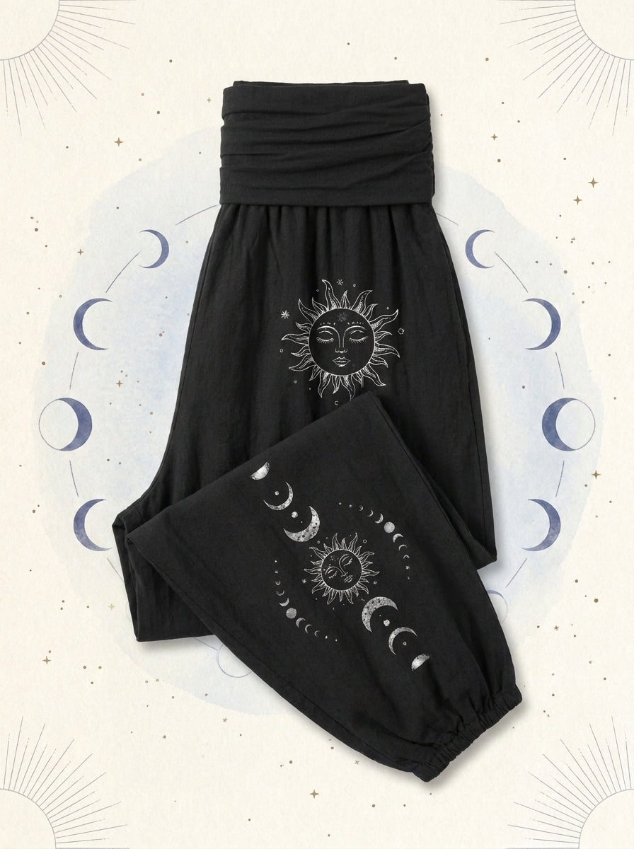 Sun & Moon Cotton Harem Pants — folded view