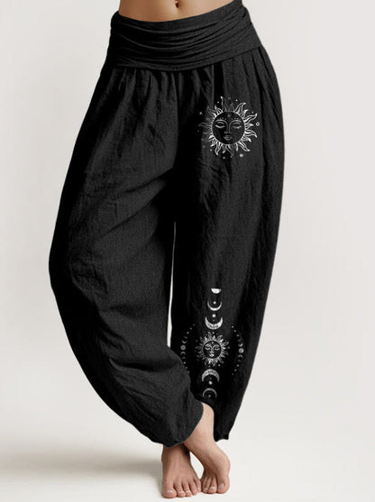 Sun & Moon Cotton Harem Pants — front model view