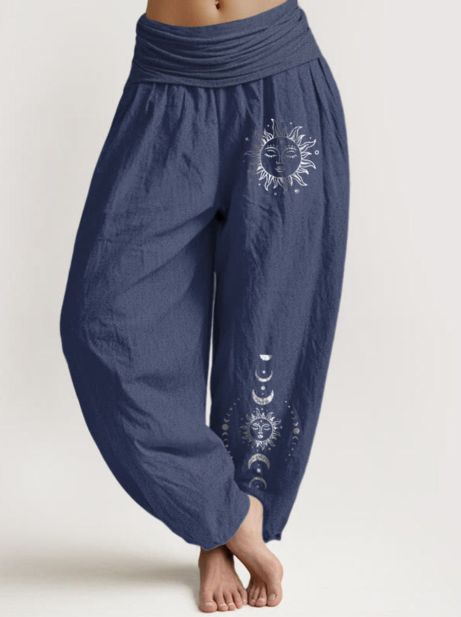 Sun & Moon Cotton Harem Pants — front model view