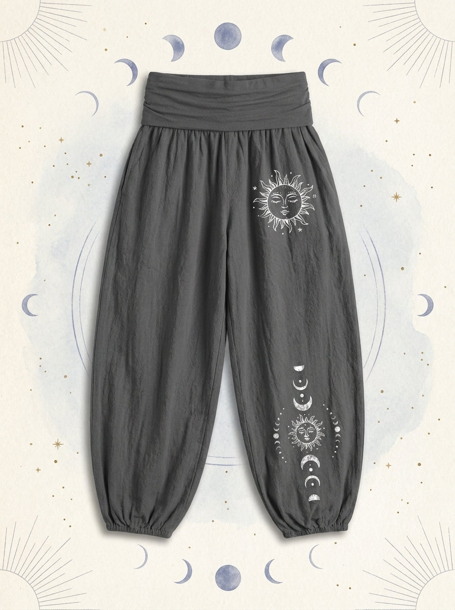 Sun & Moon Cotton Harem Pants — flat-lay view