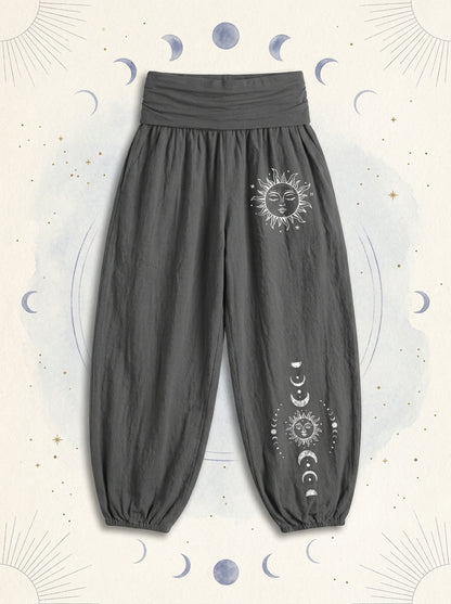 Sun & Moon Cotton Harem Pants — flat-lay view