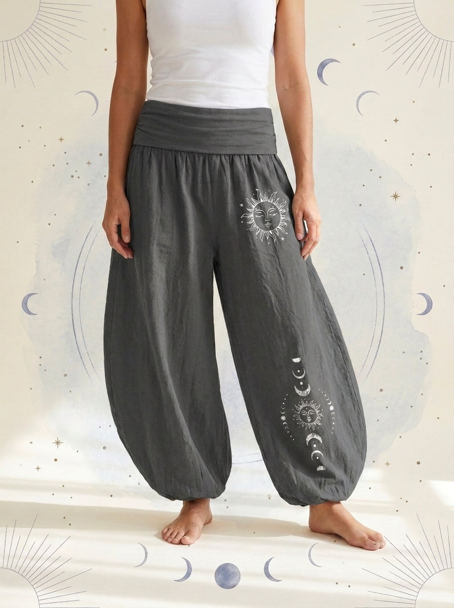 Sun & Moon Cotton Harem Pants — worn by a model