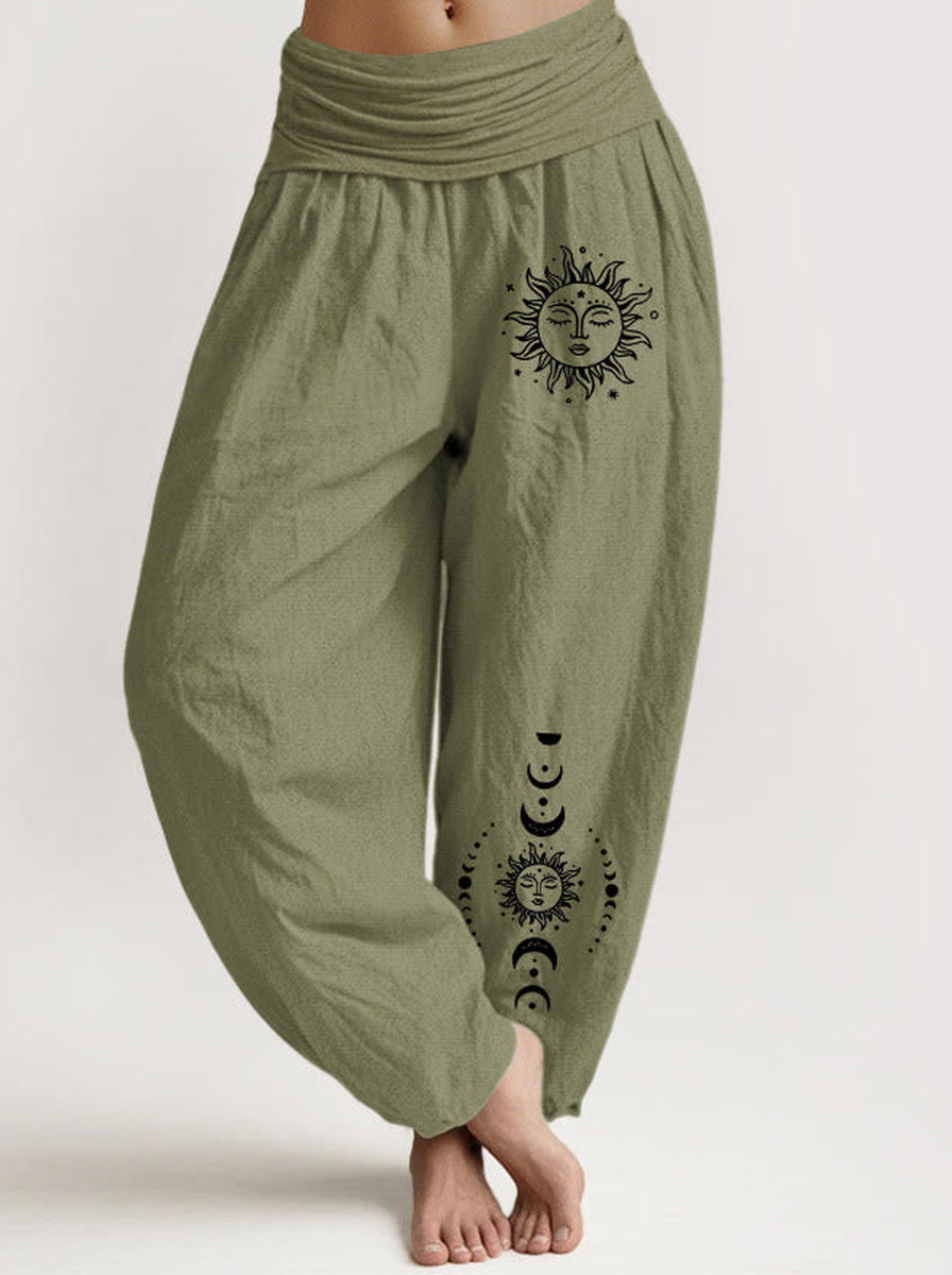 Sun & Moon Cotton Harem Pants — front model view