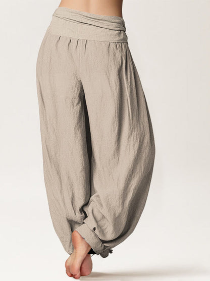 Sun & Moon Cotton Harem Pants — side model view