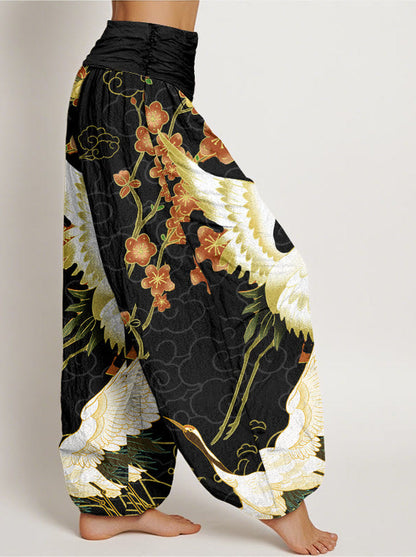 Crane & Cloud Cotton Harem Pants — back model view