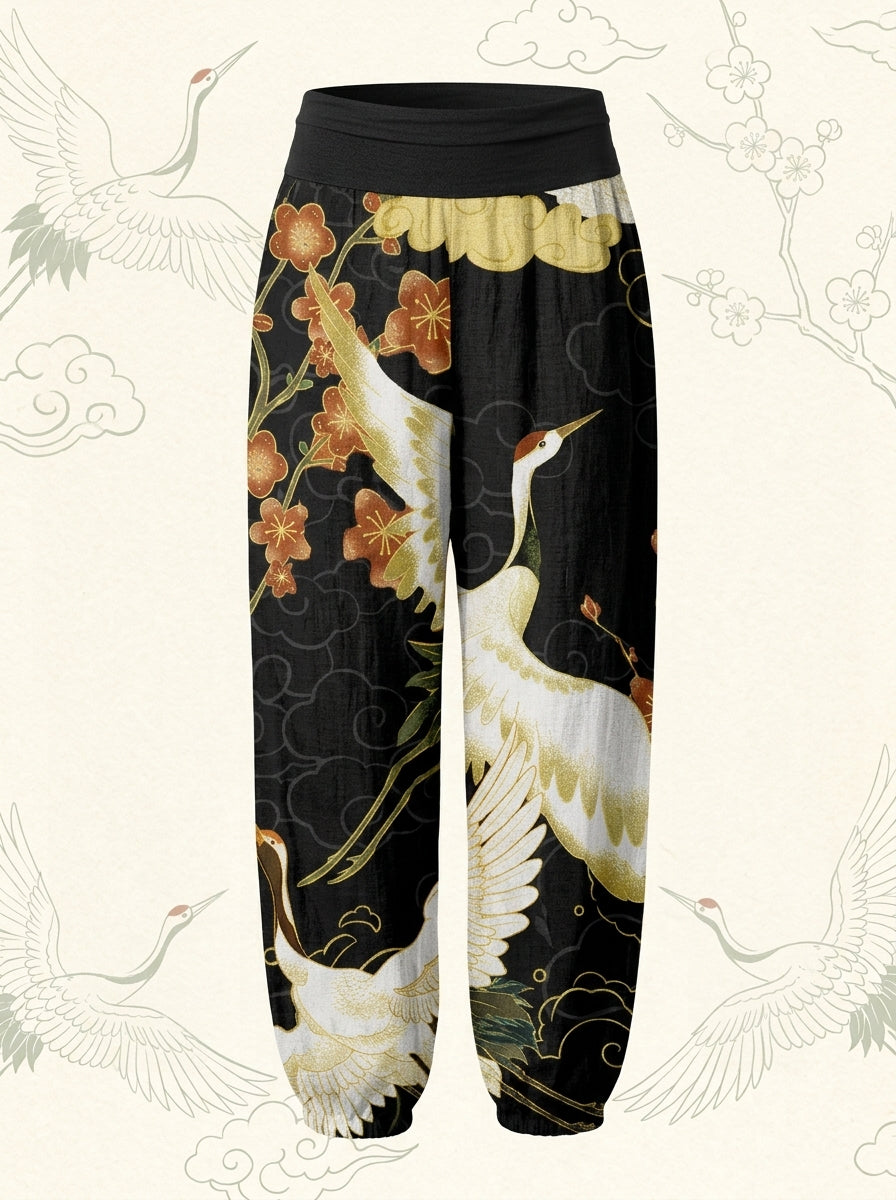 Crane & Cloud Cotton Harem Pants — product-only view