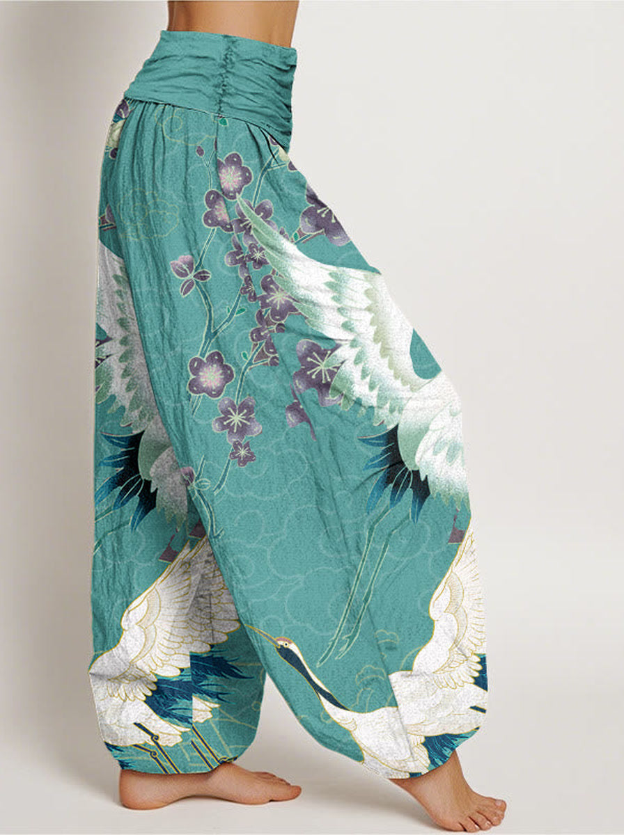 Crane & Cloud Cotton Harem Pants — back model view