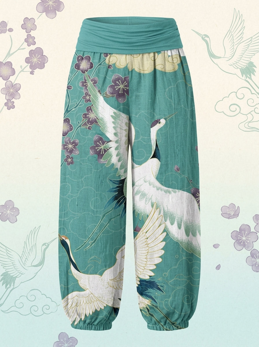 Crane & Cloud Cotton Harem Pants — product-only view