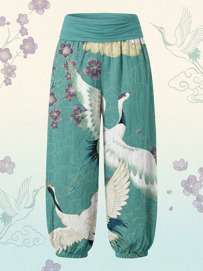 Crane & Cloud Cotton Harem Pants — product-only view