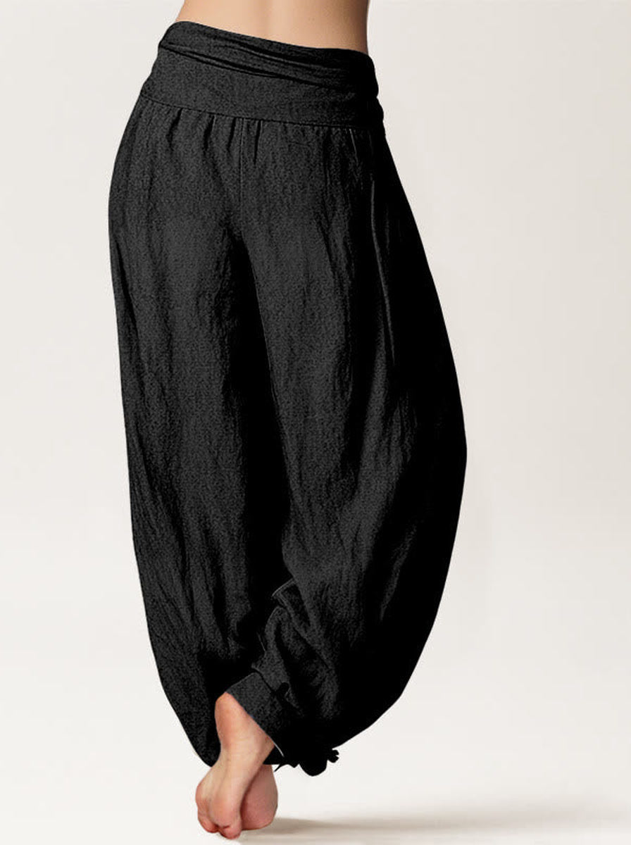 Plain Cotton Harem Pants — back model view
