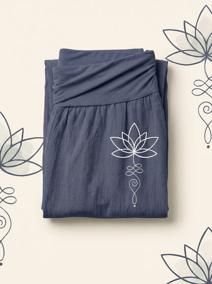Lotus Unalome Cotton Harem Pants — folded view