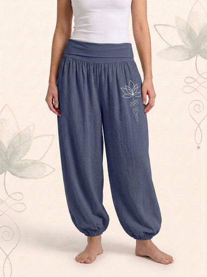 Lotus Unalome Cotton Harem Pants — worn by a model