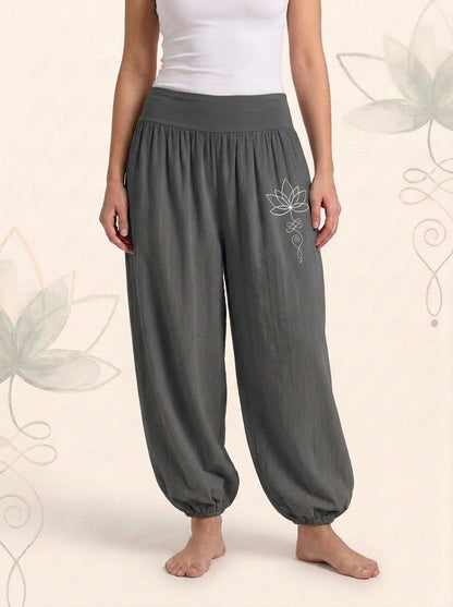 Lotus Unalome Cotton Harem Pants — worn by a model