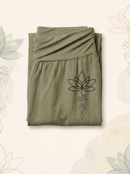Lotus Unalome Cotton Harem Pants — folded view