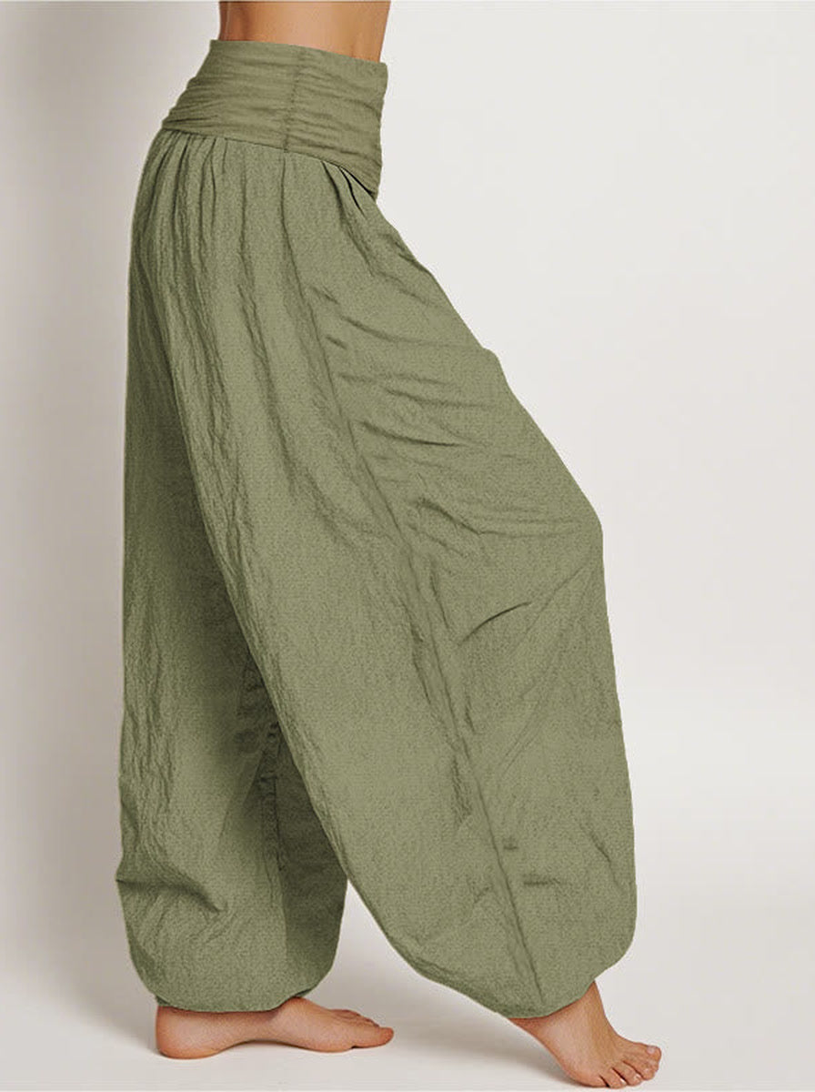 Lotus Unalome Cotton Harem Pants — side model view