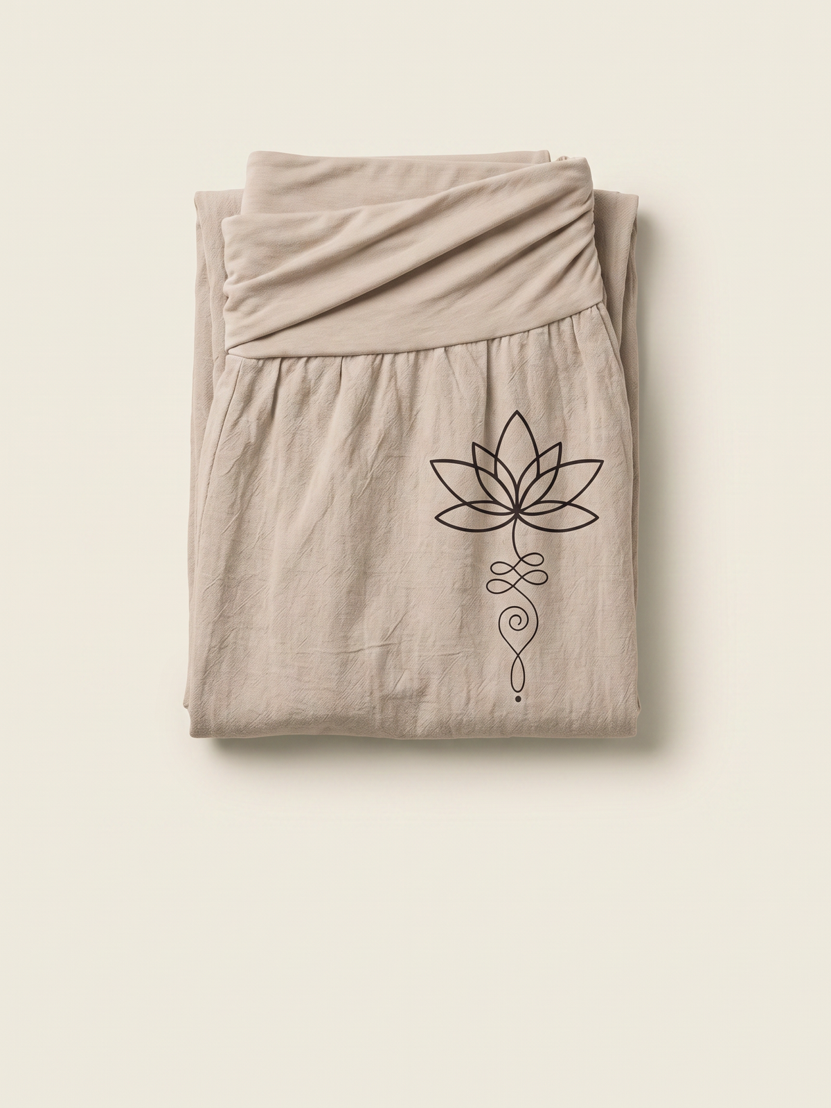 Lotus Unalome Cotton Harem Pants — folded view