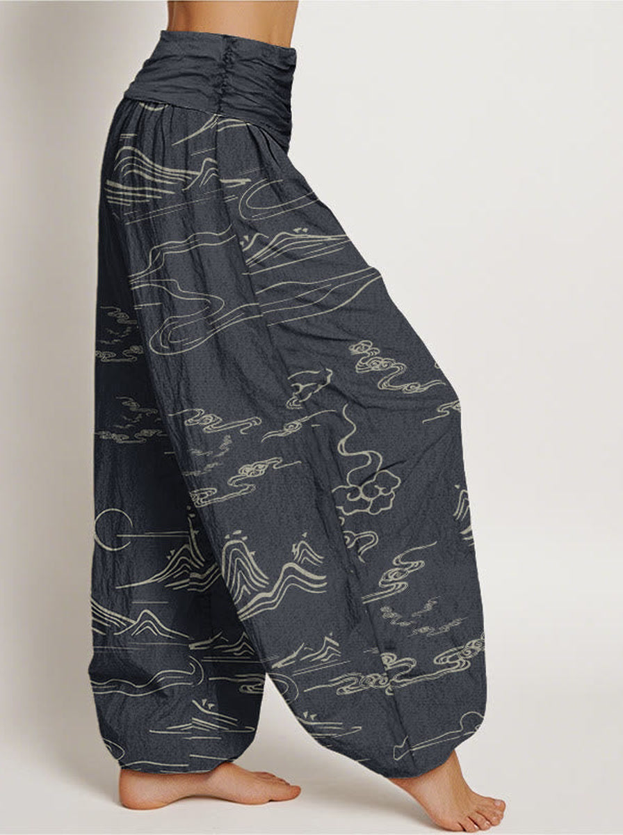 Mountain Moon Cotton Harem Pants — back model view