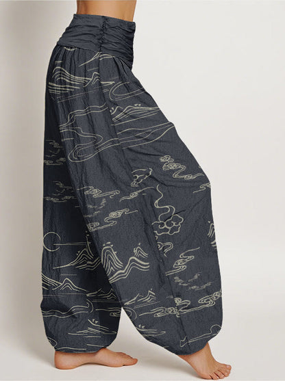 Mountain Moon Cotton Harem Pants — back model view