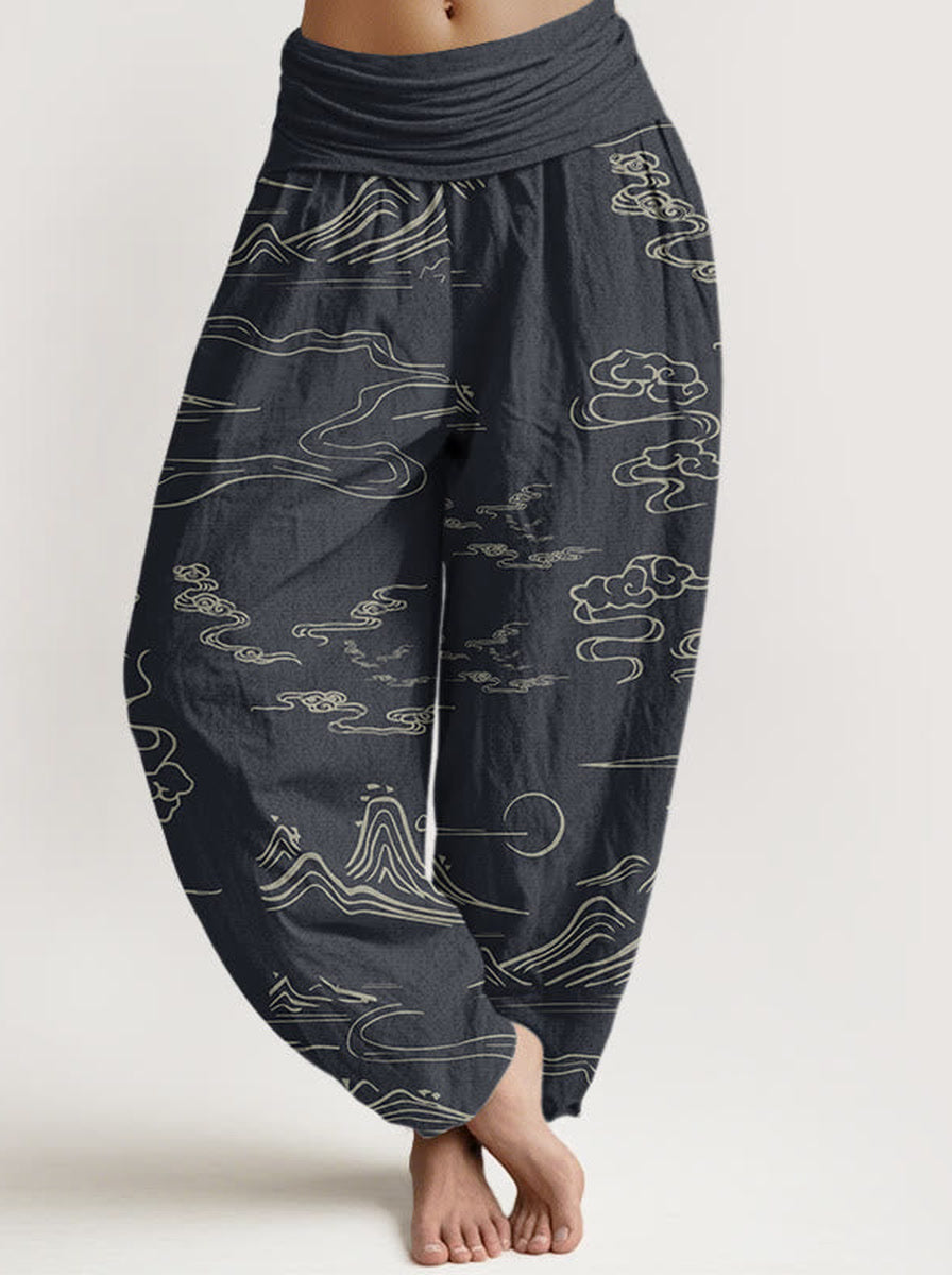 Mountain Moon Cotton Harem Pants — front model view