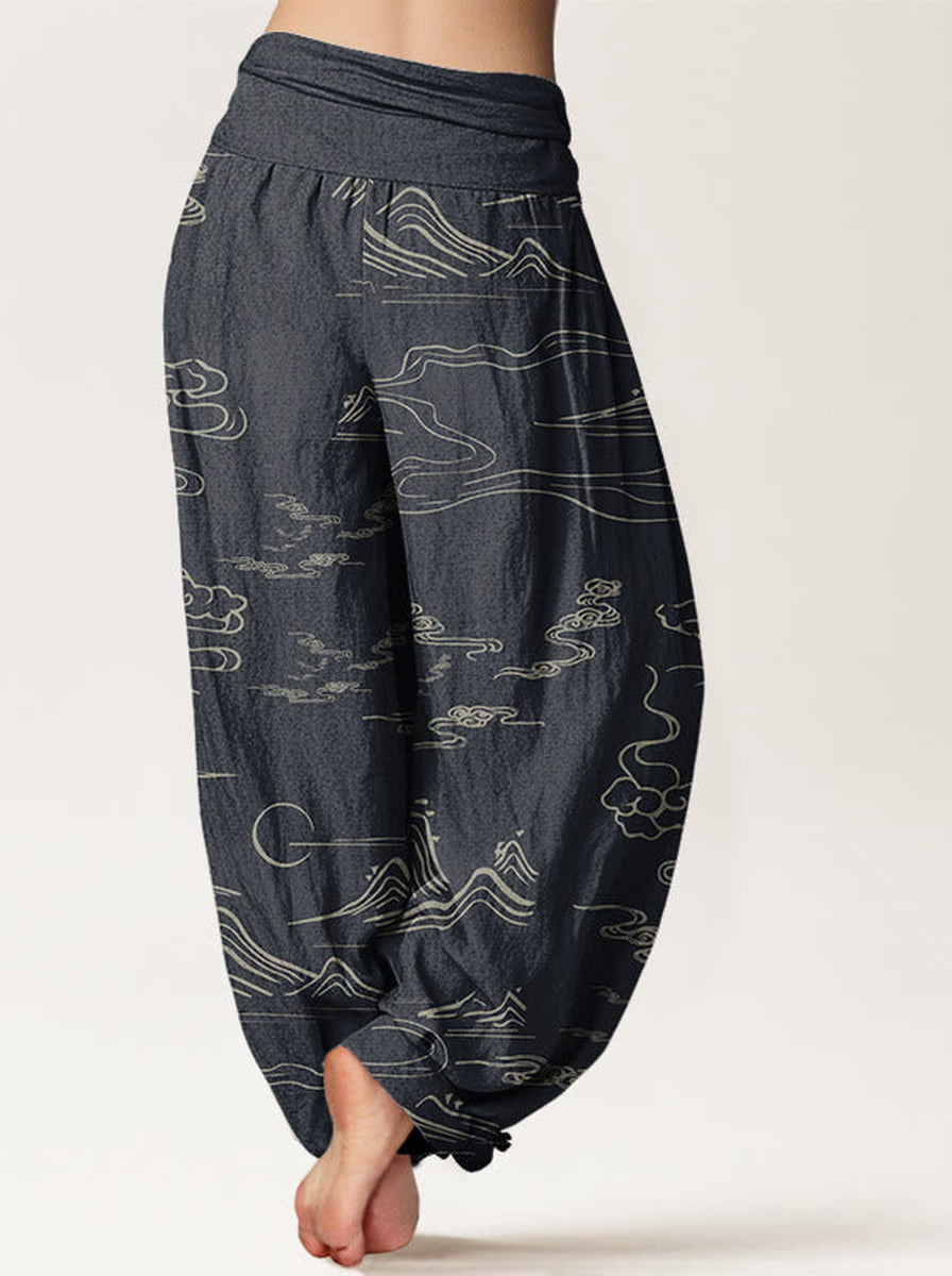 Mountain Moon Cotton Harem Pants — side model view
