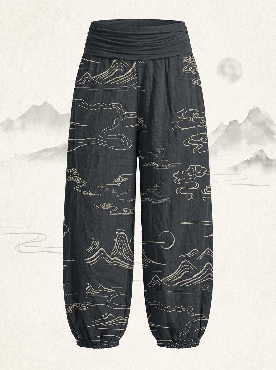 Mountain Moon Cotton Harem Pants — product-only view