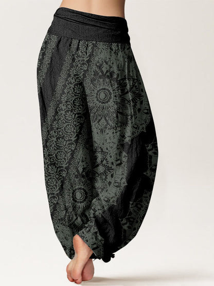 Mandala Cotton Harem Pants — back model view