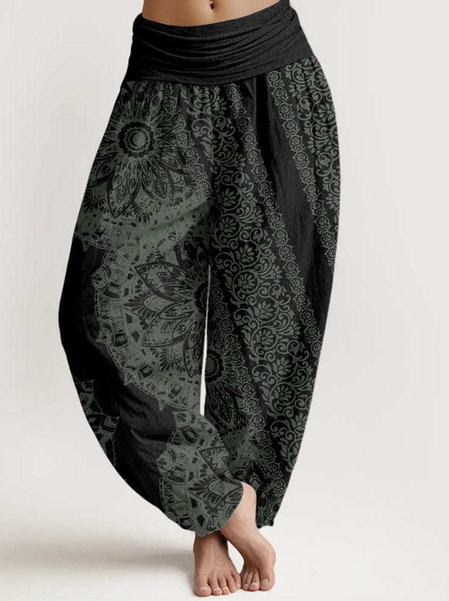 Mandala Cotton Harem Pants — front model view