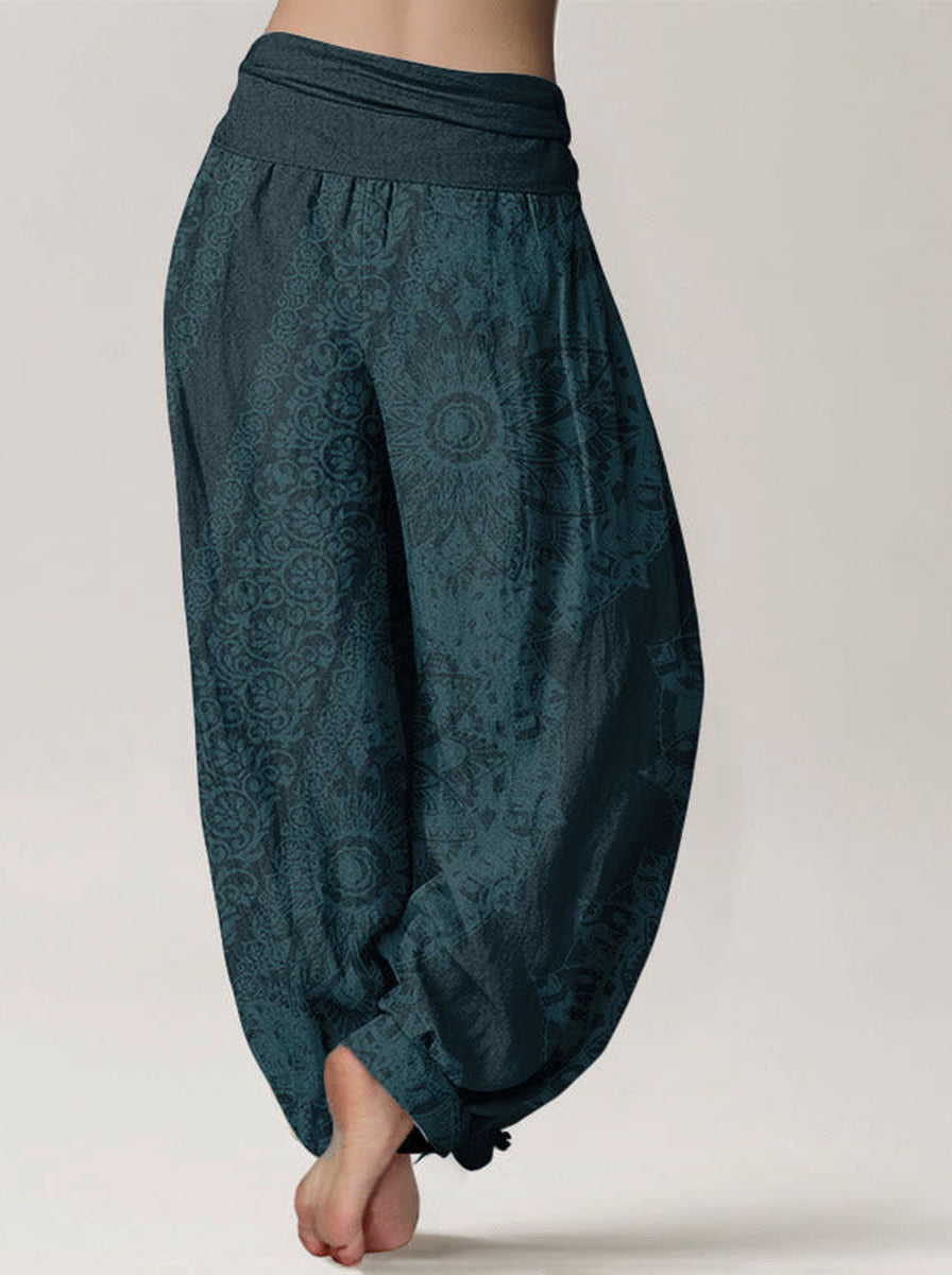 Mandala Cotton Harem Pants — back model view