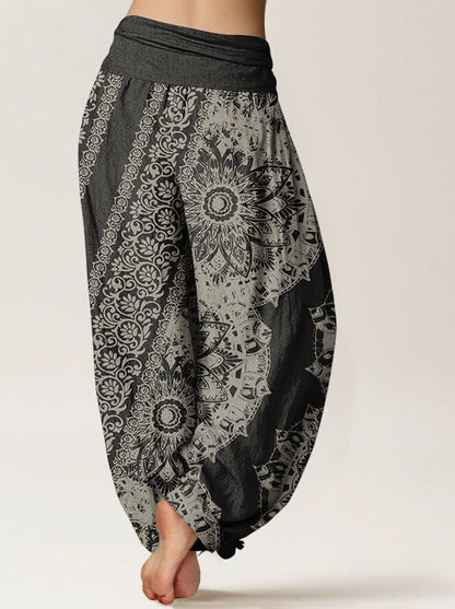 Mandala Cotton Harem Pants — back model view