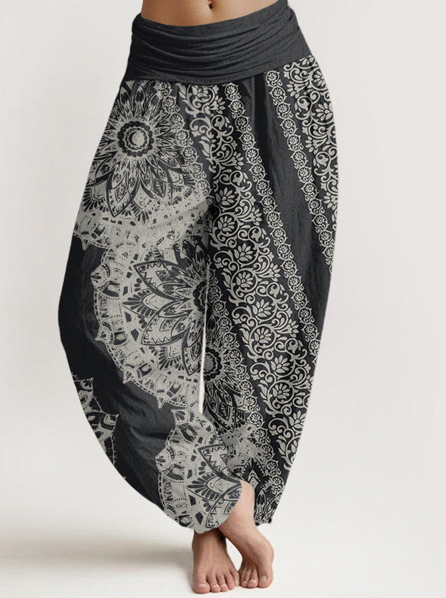 Mandala Cotton Harem Pants — front model view