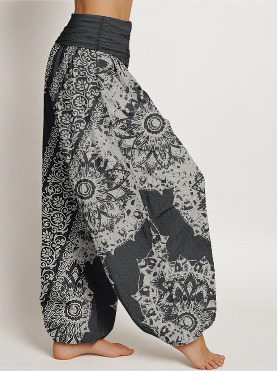 Mandala Cotton Harem Pants — side model view